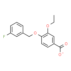 ChemSpider 2D Image | 3-Ethoxy-4-[(3-fluorobenzyl)oxy]benzoate | C16H14FO4