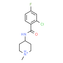 ChemSpider 2D Image | 4-[(2-Chloro-4-fluorobenzoyl)amino]-1-methylpiperidinium | C13H17ClFN2O
