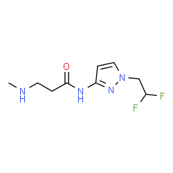 ChemSpider 2D Image | N-[1-(2,2-Difluoroethyl)-1H-pyrazol-3-yl]-N~3~-methyl-beta-alaninamide | C9H14F2N4O