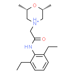 ChemSpider 2D Image | (2R,6S)-4-{2-[(2,6-Diethylphenyl)amino]-2-oxoethyl}-2,6-dimethylmorpholin-4-ium | C18H29N2O2
