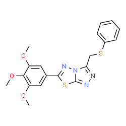 ChemSpider 2D Image | 3-[(Phenylsulfanyl)methyl]-6-(3,4,5-trimethoxyphenyl)[1,2,4]triazolo[3,4-b][1,3,4]thiadiazole | C19H18N4O3S2