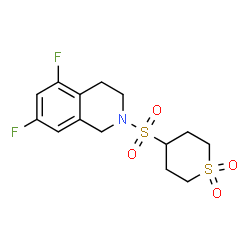ChemSpider 2D Image | 2-[(1,1-Dioxidotetrahydro-2H-thiopyran-4-yl)sulfonyl]-5,7-difluoro-1,2,3,4-tetrahydroisoquinoline | C14H17F2NO4S2