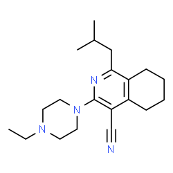 ChemSpider 2D Image | 3-(4-Ethyl-1-piperazinyl)-1-isobutyl-5,6,7,8-tetrahydro-4-isoquinolinecarbonitrile | C20H30N4