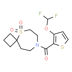 ChemSpider 2D Image | [3-(Difluoromethoxy)-2-thienyl](5,5-dioxido-5-thia-8-azaspiro[3.6]dec-8-yl)methanone | C14H17F2NO4S2