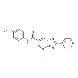 ChemSpider 2D Image | N-(4-Methoxyphenyl)-7-methyl-2-(4-pyridinyl)[1,2,4]triazolo[1,5-a]pyrimidine-6-carboxamide | C19H16N6O2