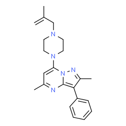 ChemSpider 2D Image | 2,5-Dimethyl-7-[4-(2-methyl-2-propen-1-yl)-1-piperazinyl]-3-phenylpyrazolo[1,5-a]pyrimidine | C22H27N5