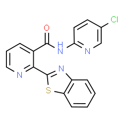 ChemSpider 2D Image | 2-(1,3-Benzothiazol-2-yl)-N-(5-chloro-2-pyridinyl)nicotinamide | C18H11ClN4OS