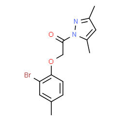 ChemSpider 2D Image | 2-(2-Bromo-4-methylphenoxy)-1-(3,5-dimethyl-1H-pyrazol-1-yl)ethanone | C14H15BrN2O2