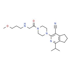 ChemSpider 2D Image | 1-Isopropyl-3-{4-[N-(3-methoxypropyl)glycyl]-1-piperazinyl}-6,7-dihydro-5H-cyclopenta[c]pyridine-4-carbonitrile | C22H33N5O2