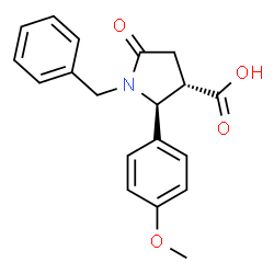 ChemSpider 2D Image | (2S,3S)-1-Benzyl-2-(4-methoxyphenyl)-5-oxo-3-pyrrolidinecarboxylic acid | C19H19NO4