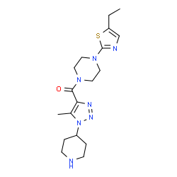 ChemSpider 2D Image | [4-(5-Ethyl-1,3-thiazol-2-yl)-1-piperazinyl][5-methyl-1-(4-piperidinyl)-1H-1,2,3-triazol-4-yl]methanone | C18H27N7OS