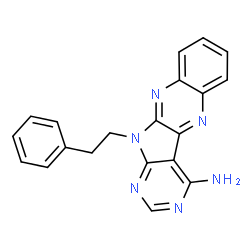 ChemSpider 2D Image | 11-(2-Phenylethyl)-11H-pyrimido[5',4':4,5]pyrrolo[2,3-b]quinoxalin-4-amine | C20H16N6