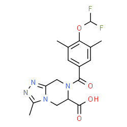 ChemSpider 2D Image | 7-[4-(Difluoromethoxy)-3,5-dimethylbenzoyl]-3-methyl-5,6,7,8-tetrahydro[1,2,4]triazolo[4,3-a]pyrazine-6-carboxylic acid | C17H18F2N4O4