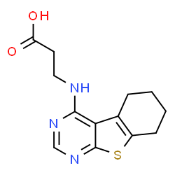 ChemSpider 2D Image | N-(5,6,7,8-tetrahydro[1]benzothieno[2,3-d]pyrimidin-4-yl)-beta-alanine | C13H15N3O2S