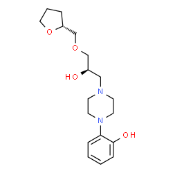 ChemSpider 2D Image | 2-(4-{(2R)-2-Hydroxy-3-[(2R)-tetrahydro-2-furanylmethoxy]propyl}-1-piperazinyl)phenol | C18H28N2O4