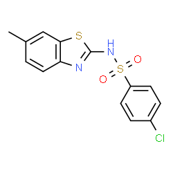 ChemSpider 2D Image | 4-Chloro-N-(6-methyl-1,3-benzothiazol-2-yl)benzenesulfonamide | C14H11ClN2O2S2