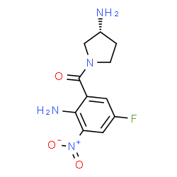 ChemSpider 2D Image | (2-Amino-5-fluoro-3-nitrophenyl)[(3R)-3-amino-1-pyrrolidinyl]methanone | C11H13FN4O3