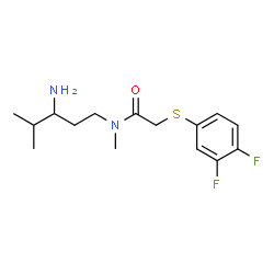 ChemSpider 2D Image | N-(3-Amino-4-methylpentyl)-2-[(3,4-difluorophenyl)sulfanyl]-N-methylacetamide | C15H22F2N2OS