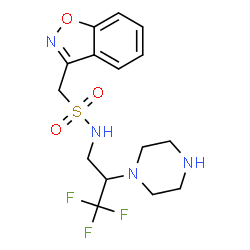 ChemSpider 2D Image | 1-(1,2-Benzoxazol-3-yl)-N-[3,3,3-trifluoro-2-(1-piperazinyl)propyl]methanesulfonamide | C15H19F3N4O3S