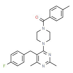 ChemSpider 2D Image | {4-[5-(4-Fluorobenzyl)-2,6-dimethyl-4-pyrimidinyl]-1-piperazinyl}(4-methylphenyl)methanone | C25H27FN4O