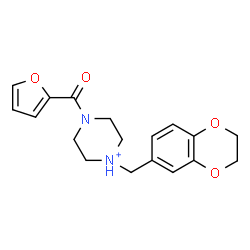 ChemSpider 2D Image | 1-(2,3-Dihydro-1,4-benzodioxin-6-ylmethyl)-4-(2-furoyl)piperazin-1-ium | C18H21N2O4