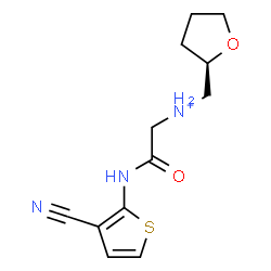 ChemSpider 2D Image | 2-[(3-Cyano-2-thienyl)amino]-2-oxo-N-[(2R)-tetrahydro-2-furanylmethyl]ethanaminium | C12H16N3O2S