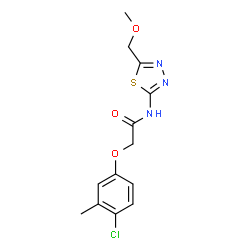 ChemSpider 2D Image | 2-(4-Chloro-3-methylphenoxy)-N-[5-(methoxymethyl)-1,3,4-thiadiazol-2-yl]acetamide | C13H14ClN3O3S