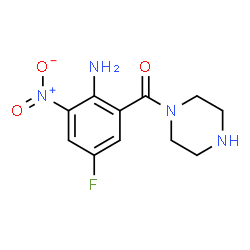 ChemSpider 2D Image | (2-Amino-5-fluoro-3-nitrophenyl)(1-piperazinyl)methanone | C11H13FN4O3