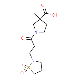 ChemSpider 2D Image | 1-[3-(1,1-Dioxido-1,2-thiazolidin-2-yl)propanoyl]-3-methyl-3-pyrrolidinecarboxylic acid | C12H20N2O5S