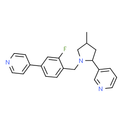 ChemSpider 2D Image | 3-{1-[2-Fluoro-4-(4-pyridinyl)benzyl]-4-methyl-2-pyrrolidinyl}pyridine | C22H22FN3