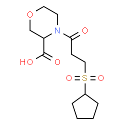 ChemSpider 2D Image | 4-[3-(Cyclopentylsulfonyl)propanoyl]-3-morpholinecarboxylic acid | C13H21NO6S