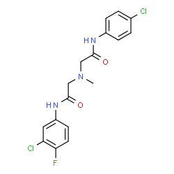 ChemSpider 2D Image | 2-[{2-[(3-Chloro-4-fluorophenyl)amino]-2-oxoethyl}(methyl)amino]-N-(4-chlorophenyl)acetamide | C17H16Cl2FN3O2