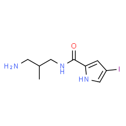 ChemSpider 2D Image | N-(3-Amino-2-methylpropyl)-4-iodo-1H-pyrrole-2-carboxamide | C9H14IN3O