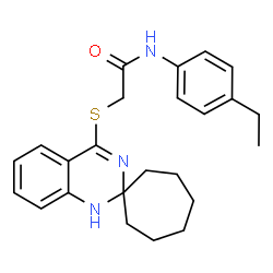 ChemSpider 2D Image | N-(4-Ethylphenyl)-2-(1'H-spiro[cycloheptane-1,2'-quinazolin]-4'-ylsulfanyl)acetamide | C24H29N3OS