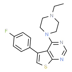 ChemSpider 2D Image | 4-(4-Ethyl-1-piperazinyl)-5-(4-fluorophenyl)thieno[2,3-d]pyrimidine | C18H19FN4S