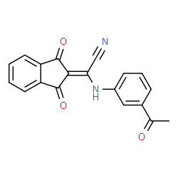 ChemSpider 2D Image | [(3-Acetylphenyl)amino](1,3-dioxo-1,3-dihydro-2H-inden-2-ylidene)acetonitrile | C19H12N2O3