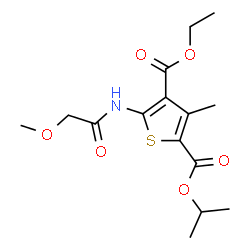 ChemSpider 2D Image | 4-Ethyl 2-isopropyl 5-[(methoxyacetyl)amino]-3-methyl-2,4-thiophenedicarboxylate | C15H21NO6S