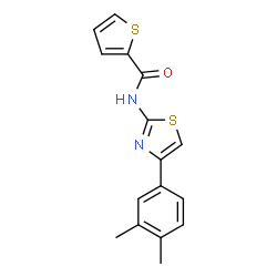ChemSpider 2D Image | N-[4-(3,4-Dimethylphenyl)-1,3-thiazol-2-yl]-2-thiophenecarboxamide | C16H14N2OS2