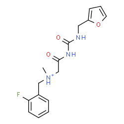 ChemSpider 2D Image | N-(2-Fluorobenzyl)-2-{[(2-furylmethyl)carbamoyl]amino}-N-methyl-2-oxoethanaminium | C16H19FN3O3