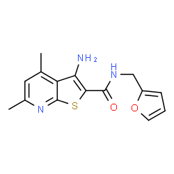ChemSpider 2D Image | 3-Amino-N-(2-furylmethyl)-4,6-dimethylthieno[2,3-b]pyridine-2-carboxamide | C15H15N3O2S