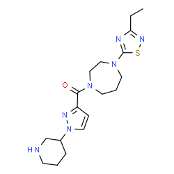 ChemSpider 2D Image | [4-(3-Ethyl-1,2,4-thiadiazol-5-yl)-1,4-diazepan-1-yl][1-(3-piperidinyl)-1H-pyrazol-3-yl]methanone | C18H27N7OS