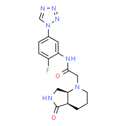 ChemSpider 2D Image | N-[2-Fluoro-5-(1H-tetrazol-1-yl)phenyl]-2-[(4aR,7aS)-5-oxooctahydro-1H-pyrrolo[3,4-b]pyridin-1-yl]acetamide | C16H18FN7O2