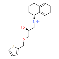 ChemSpider 2D Image | (1S)-N-[(2S)-2-Hydroxy-3-(2-thienylmethoxy)propyl]-1,2,3,4-tetrahydro-1-naphthalenaminium | C18H24NO2S