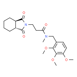 ChemSpider 2D Image | 3-[(3aR,7aR)-1,3-Dioxooctahydro-2H-isoindol-2-yl]-N-methyl-N-(2,3,4-trimethoxybenzyl)propanamide | C22H30N2O6