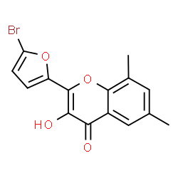 ChemSpider 2D Image | 2-(5-Bromo-2-furyl)-3-hydroxy-6,8-dimethyl-4H-chromen-4-one | C15H11BrO4