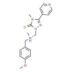 ChemSpider 2D Image | (4-Methoxyphenyl)-N-methyl-N-{[4-methyl-3-(4-pyridinyl)-5-thioxo-4,5-dihydro-1H-1,2,4-triazol-1-yl]methyl}methanaminium | C18H22N5OS