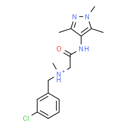 ChemSpider 2D Image | N-(3-Chlorobenzyl)-N-methyl-2-oxo-2-[(1,3,5-trimethyl-1H-pyrazol-4-yl)amino]ethanaminium | C16H22ClN4O