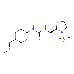ChemSpider 2D Image | 1-{4-[(Methylsulfanyl)methyl]cyclohexyl}-3-{[(2R)-1-(methylsulfonyl)-2-pyrrolidinyl]methyl}urea | C15H29N3O3S2