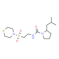ChemSpider 2D Image | 2-Isobutyl-N-[2-(4-thiomorpholinylsulfonyl)ethyl]-1-pyrrolidinecarboxamide | C15H29N3O3S2