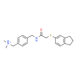 ChemSpider 2D Image | [4-({[(2,3-Dihydro-1H-inden-5-ylsulfanyl)acetyl]amino}methyl)phenyl]-N,N-dimethylmethanaminium | C21H27N2OS